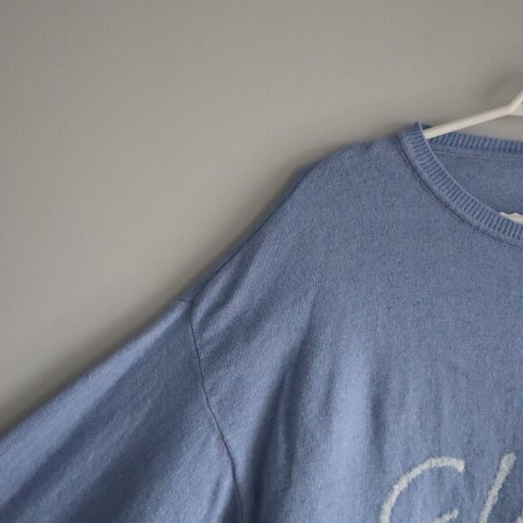 Bartolini 'Ciao' Wool Cashmere Blue XL Italian Knit Long Sleeve Crew Sweater - Picture 3 of 11